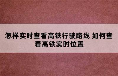 怎样实时查看高铁行驶路线 如何查看高铁实时位置